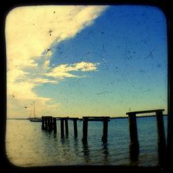 Beach Photography Print 5x5 TtV Coastal Photo - Wooden Pier - Jetty - Rustic Nautical Home Decor