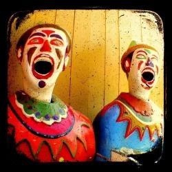 Clown Photo Print 5x5 TtV Carnival Photography - Retro Kitsch Vintage Style - Mustard - Red - Blue - Green