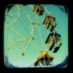 Ferris Wheel Photo Print 5x5 TtV Carnival Photography - Teal Turquoise Vintage Style Photograph